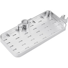 Chrasy Extendable Adjustable Aluminium Alloy Shower Caddy Bathroom Soap Dish No Drilling Mounting for 19mm-25mm