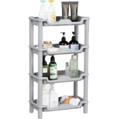 Qualiware 4 Tier Free Standing Storage Basket Mobile Shelf Shampoo Organizer Organizer for Kitchen Bathroom Laundry Narrow Places (Grey)