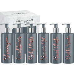 Print Maniacs Grey Mrs Hinch Inspired Personalised 500ml Pump Bottles Bathroom Lotion Kitchen Set Shampoo Conditioner Shower Gel (Set 6) (Rose Gold)