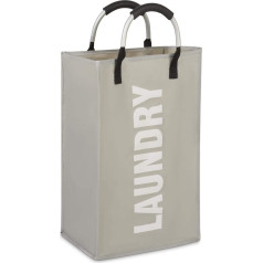 Vinsani Laundry Basket Foldable Fabric Basket Portable Storage Basket with Carry Handles for Bathroom Bedroom Light Grey
