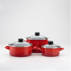 Metalac Standard 196224 6-Piece Induction Enamel Cookware Set Red
