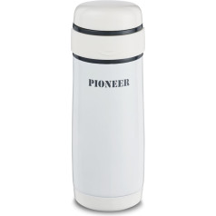 Pioneer SVD320W Double-Walled Vacuum Insulated Sports Bottle with Easy Open/Travel Capsule - Stainless Steel, White, 0.32 L, 20.5 x 7.5 x 7.5 cm