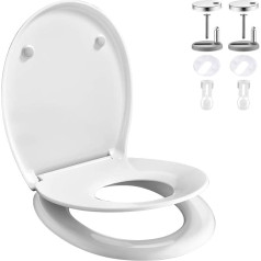 GRIFEMA Children's Toilet Seat 2-in-1 Toilet Seat with Soft-Close Mechanism, O Toilet Lid, Easy to Install and Clean, Toilet Lid Quick Release Function, Antibacterial, Suitable for Most Toilets, White