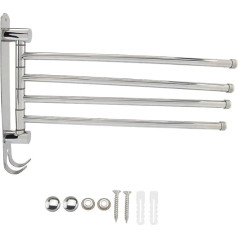 Tyenaza Rotating Towel Rack, 4 Swivel Towel Rails Stainless Steel Bathroom Towel Rail for Wall for Kitchen, Bathroom, Toilet