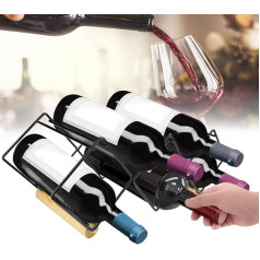 BUZIFU Wine Rack Metal Bottle Rack for 5 Bottles Wine Stand Black Wine Bottle Holder Stackable Wine Holder Freestanding Wine Bottle Holder Wine Bottle Rack Wine Bottle Rack for Bar Cellar