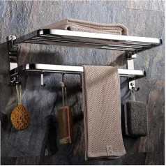 XIAJIA - Wall shelf towel holder made of polished stainless steel towel rail with bars in hotel style 40 x 24 x 19.5 cm