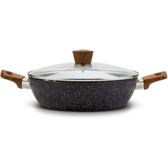 NAVA NATURE Frying Pan with Lid with Granite Coating for Roasting, Braising Food, for Gas Stoves and Induction Cookers Diameter 28 cm, 4.2 L