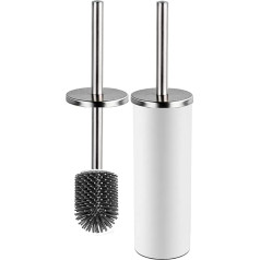 Bingobang Toilet Brush, Silicone Toilet Brush and Container, Stainless Steel Rustproof Lid Handle, Toilet Brushes for Bathroom with Quick Drying Holder Set
