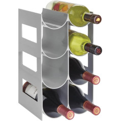 mDesign Practical Wine and Bottle Rack - Plastic Wine Rack for up to 8 Bottles - Freestanding Rack for Wine Bottles or Other Drinks - Grey