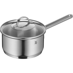 WMF Provence Plus Saucepan 16 cm, Glass Lid, Small Cooking Pot 1.4 L, Milk Pan Induction, Polished Cromargan Stainless Steel, Uncoated, Oven-Safe