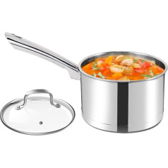 Lio SHAAR Saucepan with Lid, 18 cm, 2.5 Litres, Small Induction, Premium 3-Layer Stainless Steel Cooking Pot, Small Pots for All Types of Hobs, Uncoated, Oven-Safe and Dishwasher Safe