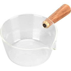 Milk Pot with Wooden Handle, Mini Butter Heater, Kitchen Stove, Suitable for Hot Milk Salad Noodles (400 ml)