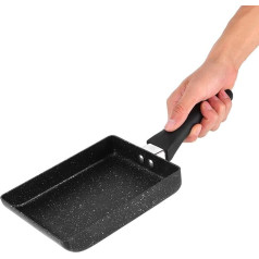 Garosa Japanese Omelette Pan Tamagoyaki Non-Stick Cooking Pot Plastic Handle Black Omelette Rectangle Frying Pan, 5.3 x 7.3 x 13.8 Inches