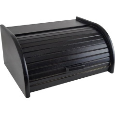 Wooden Bread Box Roll Up or Fold Down - Various Versions Available - Black - Large