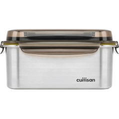Cuitisan Signature Airtight Food Storage Container Made of Rustproof Stainless Steel with Handle Clip Locking Lid, Microwave and Oven Safe, Dishwasher, Freezer (3300 ml)