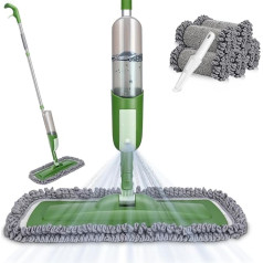 MASTERTOP Spray Mop, 550 ml Floor Mop with Spray Function for Quick Cleaning, Spray Mop Wet Mop with Water Tank and 5 Microfibre Cover (Green)