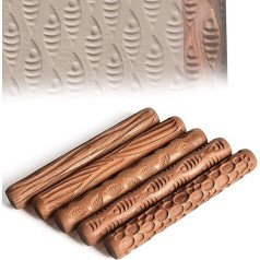Liseng 5 Pieces Pottery Tools Hand Rolls for Clay Stamp Pattern Roller, Pottery Tools Clay Modelling Pattern Roller Kit