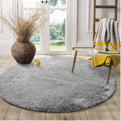 Shaggy Deep-Pile Rug for Living Room, Long Pile Rug, High Quality, Easy Care, Thread Density, Water Indoor Floor Mat for Playroom and Children's Room (Grey, 153 x 153 cm)