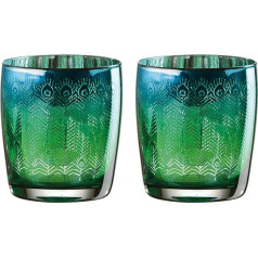 Artland Peacock Glass, Multi-Colour, 8.5 x 8.5 x 9.5 cm