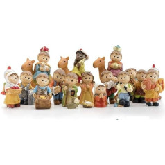 Nativity Scene for Children with King in Camel 18 Pieces Resin 6 and 9 cm