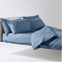 Lisola Tortona Avalanche Duvet Cover Set for Double Bed Made in Italy Top Sheet 250 x 290 cm + 2 Pillowcases 50 x 80 cm Plain