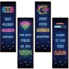 HPNIUB Neon Light Gaming Wooden Sign, Game Room Wall Art, Game Room Sign, Gaming Wooden Sign for Boys Bedroom, Playstation Hanging Decoration, Gamer Gifts for Teens, Boys,