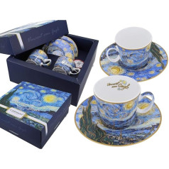 Carmani - Vincent Van Gogh A Starry Night Espresso Cup with Saucer Set of 2 125 ml