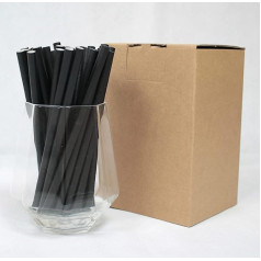 Black Cocktail Straws (6 mm x 140 mm) - Pack of 500 - Premium Drinking Straws, Biodegradable, Environmentally Friendly, Durable, Food Safe