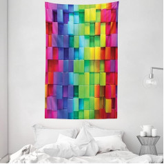 ABAKUHAUS Colourful Tapestry and Bedspread, Rainbow Colour, Soft Microfibre Fabric, Washable without Fading, Digital Print, 140 x 230 cm, Yellow Blue