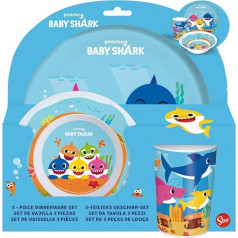 Baby Shark Pink Fong Melamine 3 Piece Breakfast Set Plate Bowl Mug