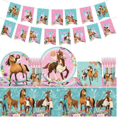 Fenamor Horse Birthday Tableware Spirit Riding Birthday Tableware for Horses Horse Party Decoration Horse Party Accessories Spirit Riding Birthday Tableware 75 Pieces Horses Party Accessories