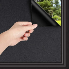 Total Blackout Window Film 100% Light Blocking Non Adhesive No Residue Removable Opaque Static Blackout Heat Controlled Window Tint (90cm x 90cm)