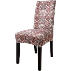 Obal William Morris Chair Covers, Set of 2 Stretch Dining Room Chair Covers, High Backrest, Spandex Dining Room Chair Slipcovers, Seat Covers, Dinner, Living Room, Washable, Removable (Red Strawberry Thieve)