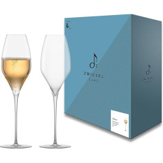 Zwiesel Glas Alloro Champagne Glass (Set of 2), Hand-Blown Champagne Glasses with Moussing Point, Aesthetic Tritan® Crystal Glasses for Semi-sparkling Wine (Item No. 122175)