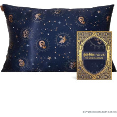 Harry Potter x Kitsch Satin Pillowcase with Zipper, Softer Than Silk, Cooling Pillowcases for Hair and Skin, Satin Pillowcases, Standard Size, Midnight at Hogwarts