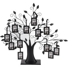 Family Tree Photo Frame, Modern Family Tree Photo Tree for 12 Photos, Personalised Family Photo Frame, for Desktop Decoration, Boys, Girls, Men and Women (L with 12 6.4 x 4.6 cm Picture Frames)