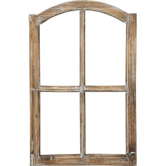 Posiwio Decorative Window Frame Wooden Frame Dummy Wood Natural Brown Shabby Brushed Vintage