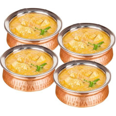 Set of 4, Copper Tableware Serving Bowl Indian Serveware Set, Diameter 6 Inches