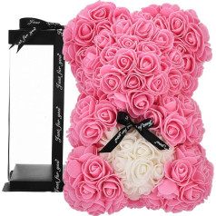 Rose Bear, Rose Teddy Rose - Rose Bear Forever Artificial Flowers Women, Gifts for Girlfriend, Gifts for Her, Birthday Gift (Pink)