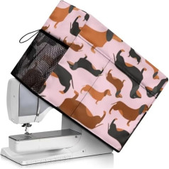 Jeiento Sewing Machine Cover Dust Cover for Sewing Machine Protective Cover with Storage Pockets and Side Handle Fits Various Brands, Cute Dachshund, Beauty Case