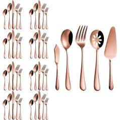 Magicpro Bestec Cutlery Set, Rose Gold Cutlery Set, Stainless Steel Set Service for 8 People, 45 Pieces Dining Room
