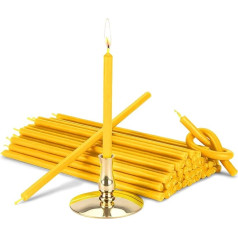 NKlaus - Candle Holder with Taper Candles Yellow Drip Free L 12.5 cm Holiday Candles Paraffin 40046
