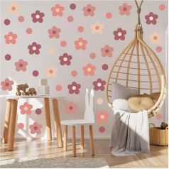 120 Pieces Daisy Wall Stickers, Boho Retro Flower Wall Stickers, Easy Peel and Stick, Daisy Stickers for Kids Room, Wall Art, Bedroom, Classroom, Office