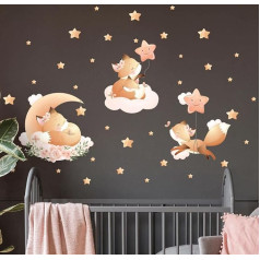Children's Wall Sticker - Decorative Baby's Room - Wall Sticker Fox in the Stars - H 60 x L 90 cm