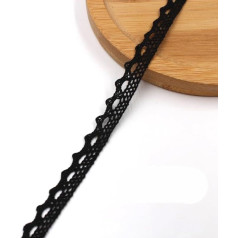 10 Yards/Lot 10-30mm Black Cotton Lace Fabric for Furniture, Wrap Knit, Embellishments, DIY Clothing, Bags, Ornaments, Handmade Trim-F, Width 10mm