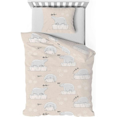 Träumschön Flannelette Bed Linen 135 x 200 cm Cotton Children's Animal Motif Cool Polar Bear Bed Linen Beige 100% Flannelette Cotton Bed Linen