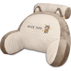 Irishom Ice Silk Reading Pillow, Back Cushion with Removable Neck Support, Reading Cushion for Bed, Sofa, Bed Chair, Backrest Cushion, 60 x 45 x 20 cm