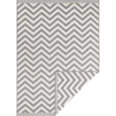 NORTHRUGS Indoor and Outdoor Rug Palma 80 x 250 cm - Reversible Rug Weatherproof Modern Design Zigzag Pattern Runner for Balcony Patio Garden Conservatory Living Room Rug Waterproof in Grey Cream