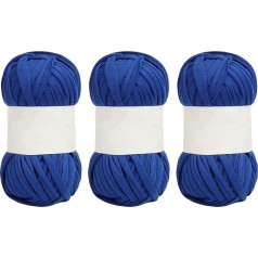 Spaghetti Yarn, 5 Pieces 25.2 m Long Skin-Friendly Soft Cotton Yarn for Crocheting (Dark Blue)