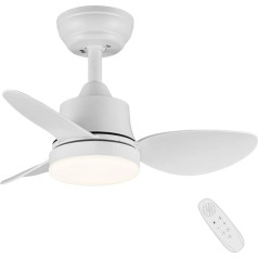 Newday Ceiling Fan with Lighting and Remote Control, Small, 61 cm Ceiling Fan with Light, White, Ceiling Fans, Quiet with LED, Dimmable, DC Motor, Memory Function for Bedroom, Living Room